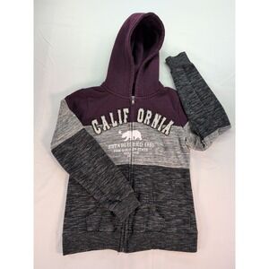 California Kids Hoodie Size L 11/12 Full Zip Colorblock Bear Sweatshirt